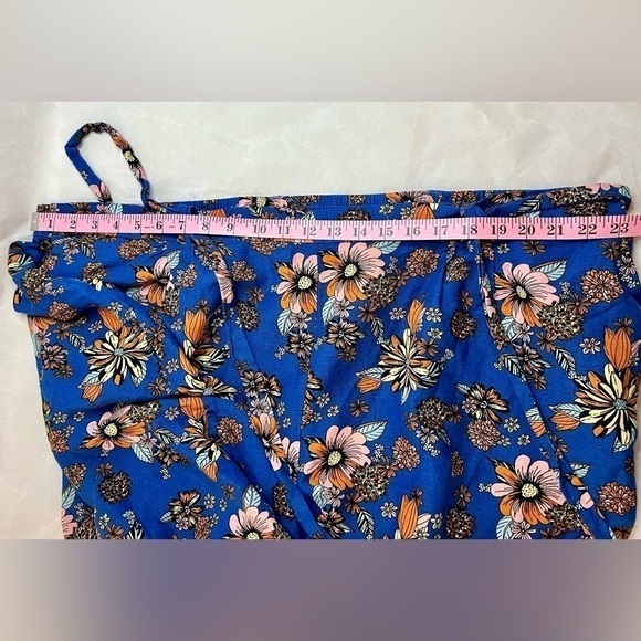 Sapphire Blue Floral ModCloth High-Vibration Energy Wide-Leg Pants - Picture 3 of 9